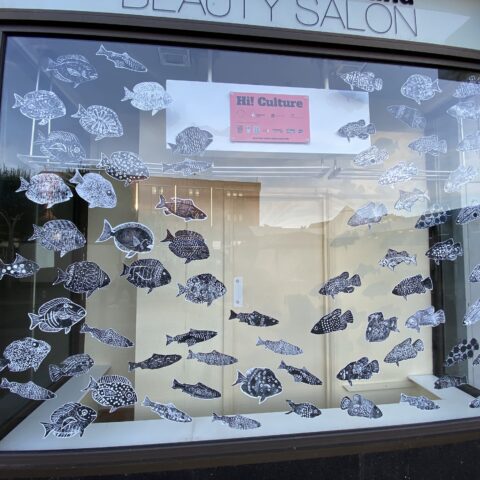 Window art display at Out There