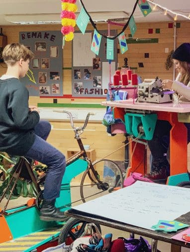 Pedal powered sewing machine