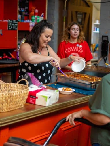 Lady serving food