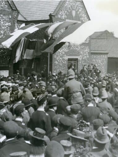 Historic picture of the Norfolk Regiment outside of The Drill House for the Boer War
