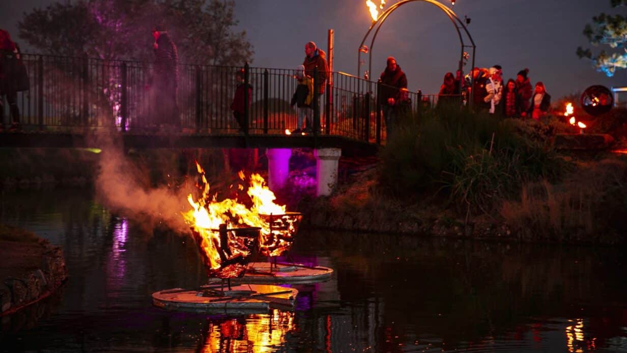 The venetian waterways on fire at Fire on the Water 2021