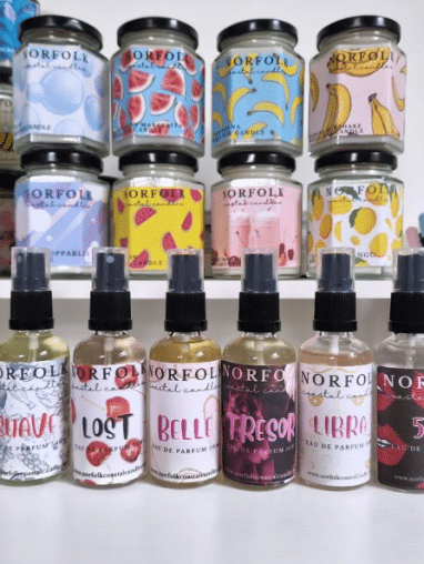 Assortment of candles and sprays