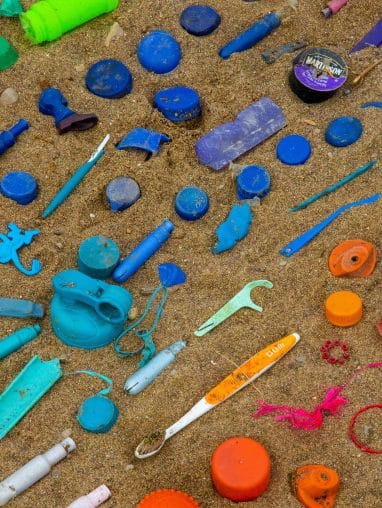 Colourful plastic litter