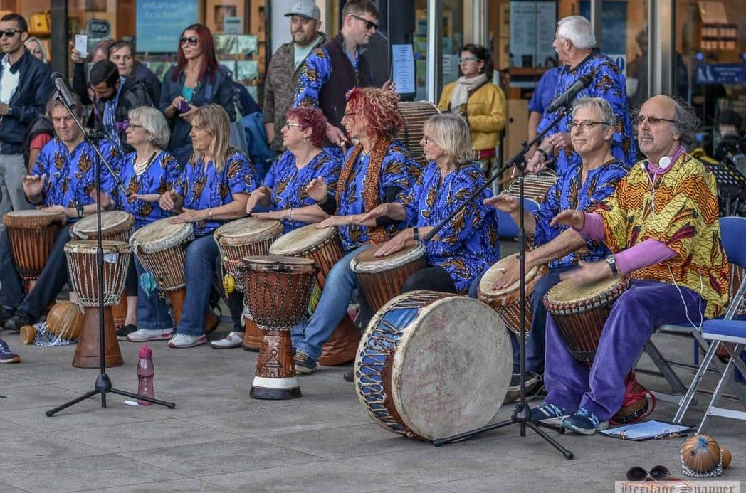Dumisani forum 2018 People playing African Drums