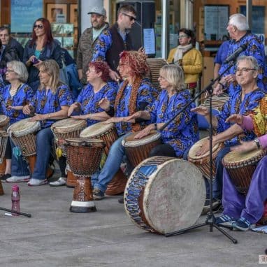 People playing African Drums