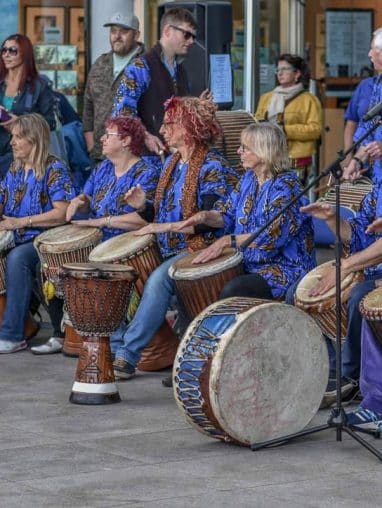 People playing African Drums