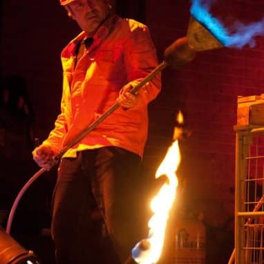 Man with flame thrower