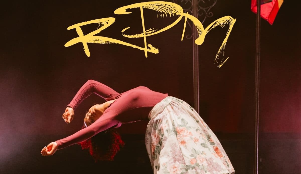 Woman leaning back promoting show RPM