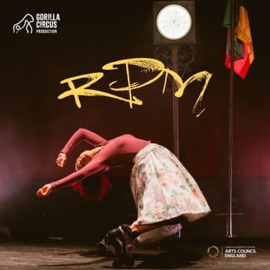 Woman leaning back promoting show RPM